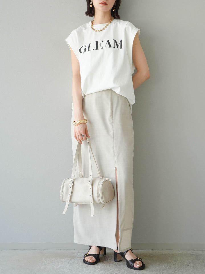 [予約]リネンライクZIPスリットタイトスカート/エクリュ