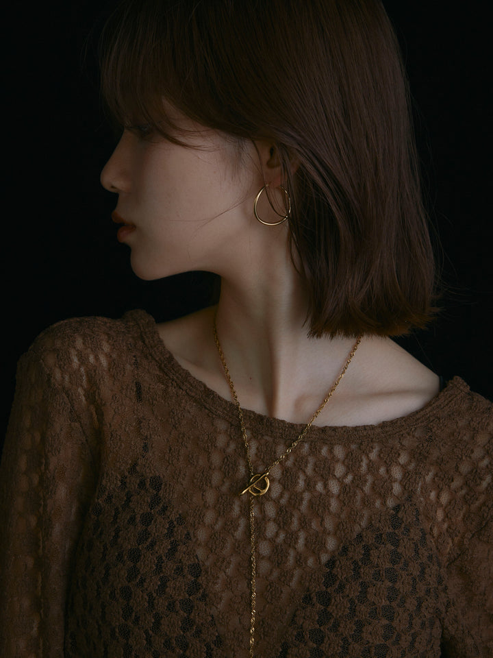 【Allure】[SET]バックラウンドレーストップス+タフタワイドカーブパンツ(2set)