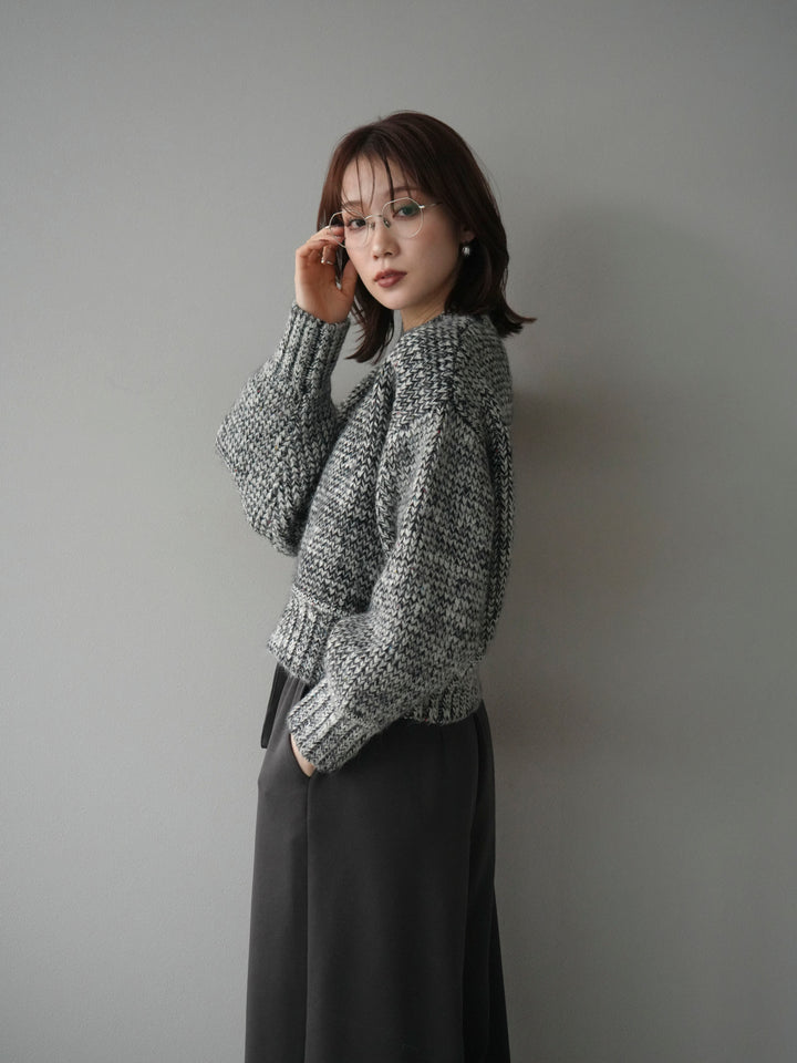 [予約]ボリュームスリーブミックスネップニットプルオーバー/gray