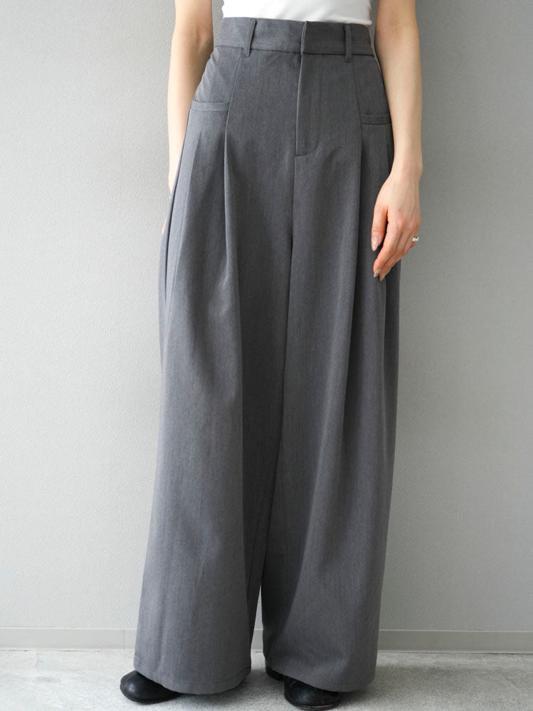 [Pre-order] Polyester double tuck wide pants/gray