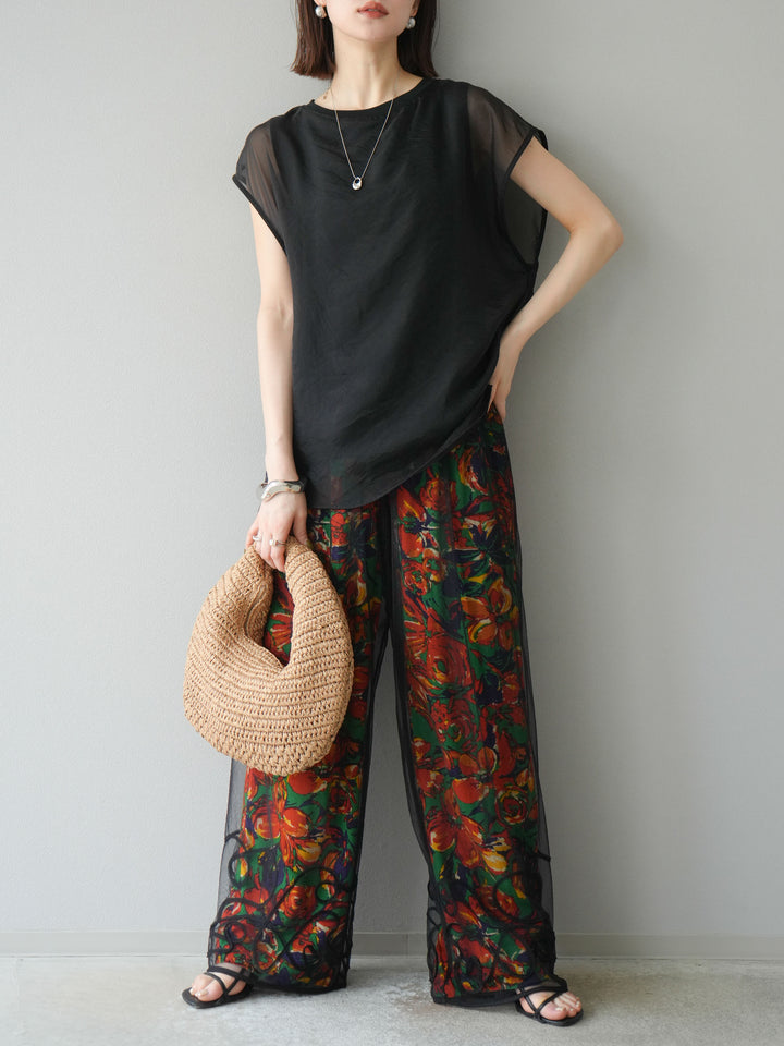 [予約]シアーレイヤードトップス/ブラック