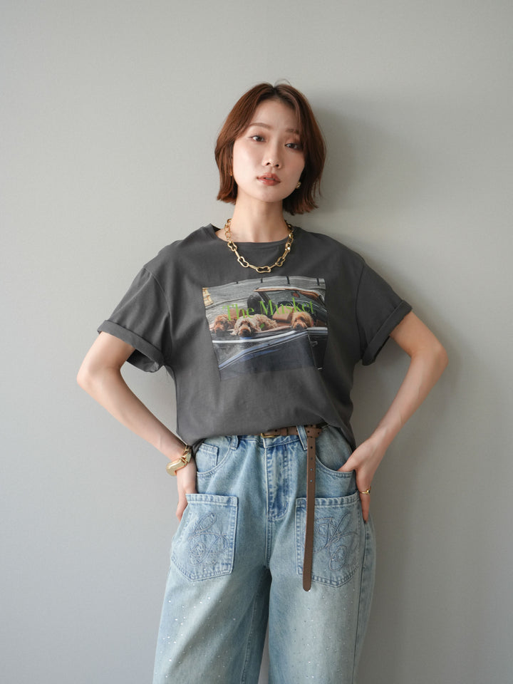 [予約]ドッグフォトTEE/charcoal