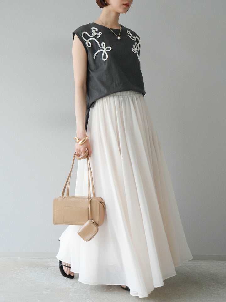 [予約]シフォンフレアスカート/アイボリー