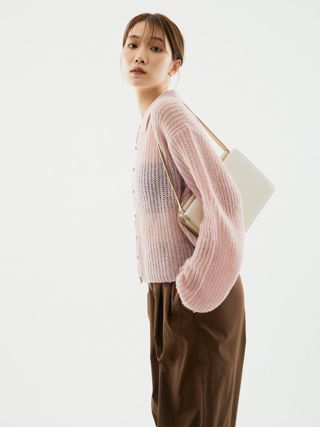 【Allure】[SET]起毛片畦編みシアーポロニット+起毛片畦編みシアーポロニット(2set)