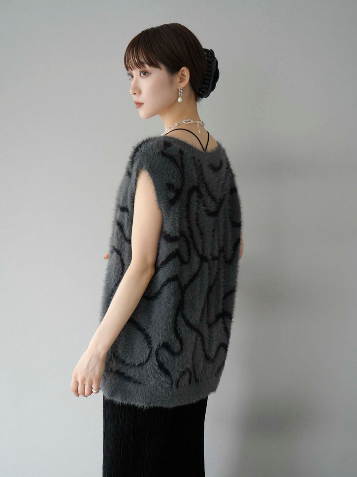 [SET]ラインシャギーニットベスト+選べるアクセセット(2set)