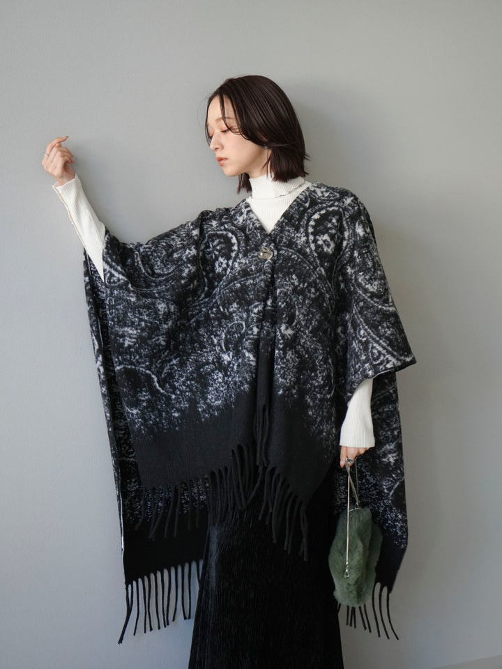 [SET]アブストラクト柄ストールポンチョ+選べるアクセセット(2set)