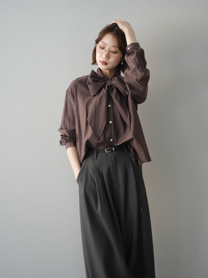 [SET]シアーボウタイブラウス+シアーボウタイブラウス(2set)