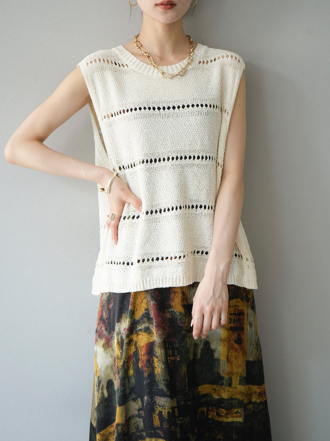 [Pre-order] Nuanced Pattern Back Cross Camisole Dress/Yellow