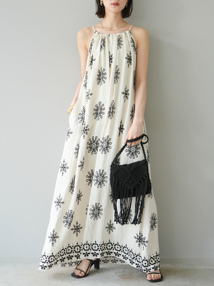 【預購】民族風吊帶洋裝/象牙白