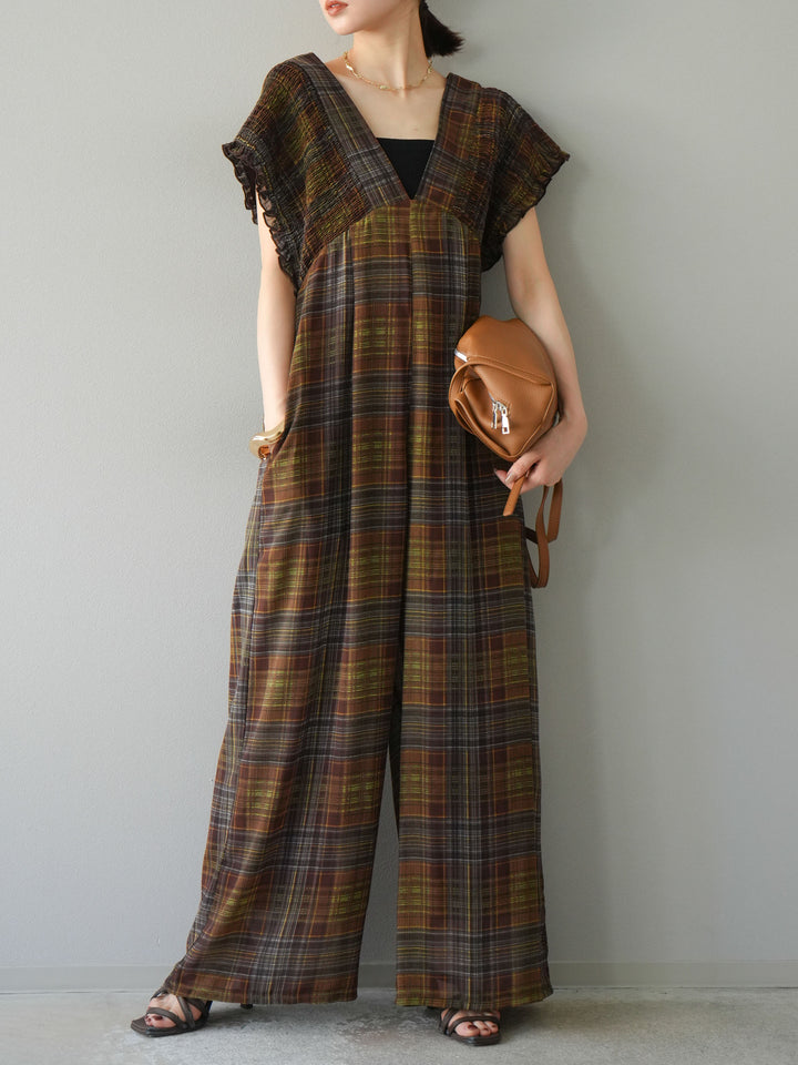 [SET]シアーチェックシャーリングサロペット+シアーチェックシャーリングサロペット(2set)