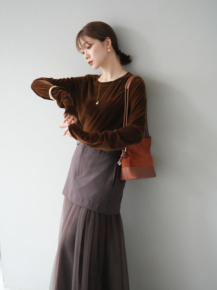 [予約]シアーベロアフィンガーホールトップス/ブラウン