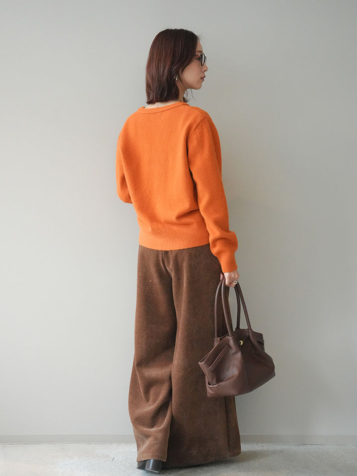 [予約]ベルトデザインループコールテンワイドパンツ(ベルト付き)/camel