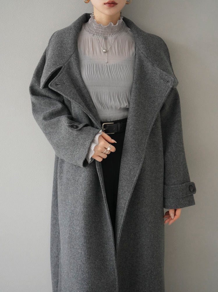 [Pre-order] Faux wool stand-up collar coat/charcoal