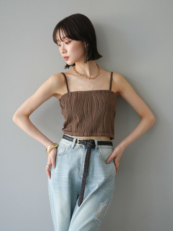 [SET]ウェーブパイピングカップ付ベアキャミソール+ウェーブパイピングカップ付ベアキャミソール(2set)