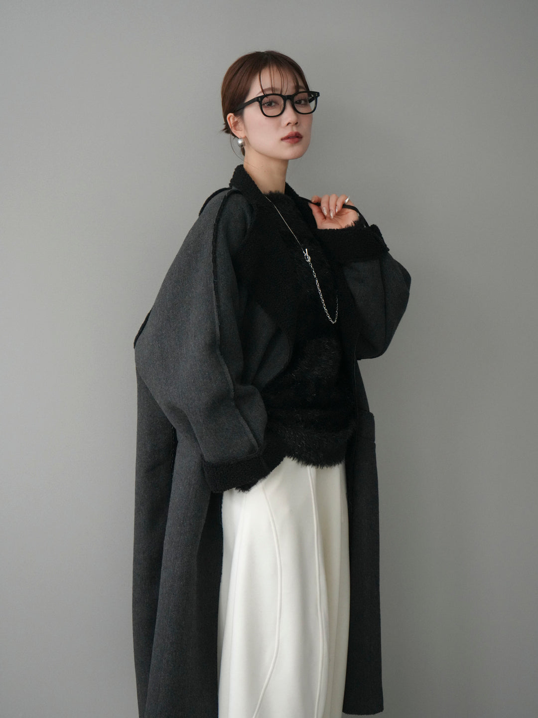 [予約]アウトシーム裏ボアコート/black