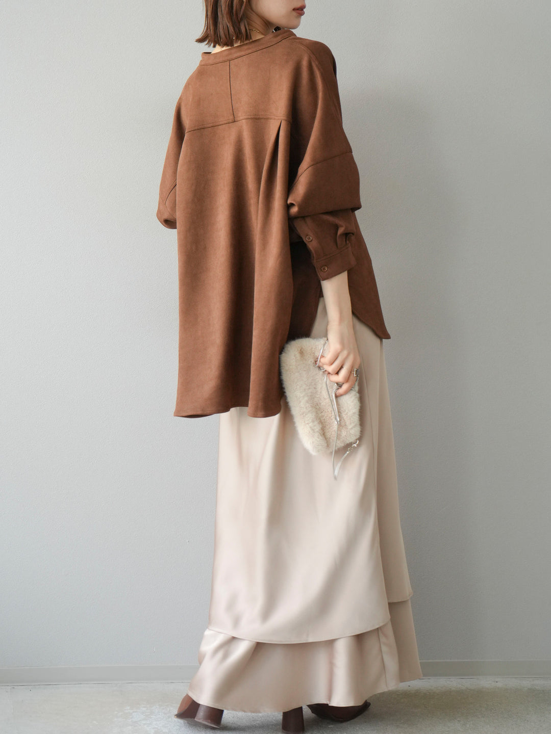 [予約]サテンフリルスカート/ベージュ