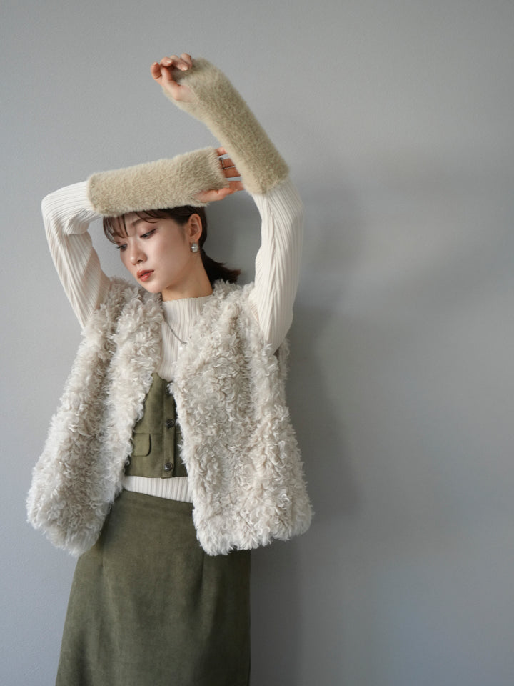 [予約]プードルファーショートベスト/エクリュ