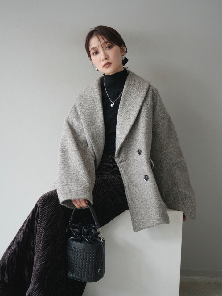 [予約]ロービング襟付きミドルコクーンコート/brown