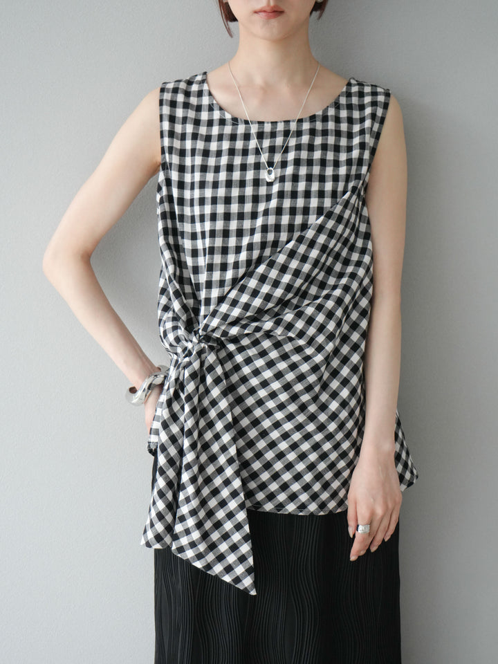 [SET] 前裹式無袖上衣+波浪滾邊緊身裙（2套）