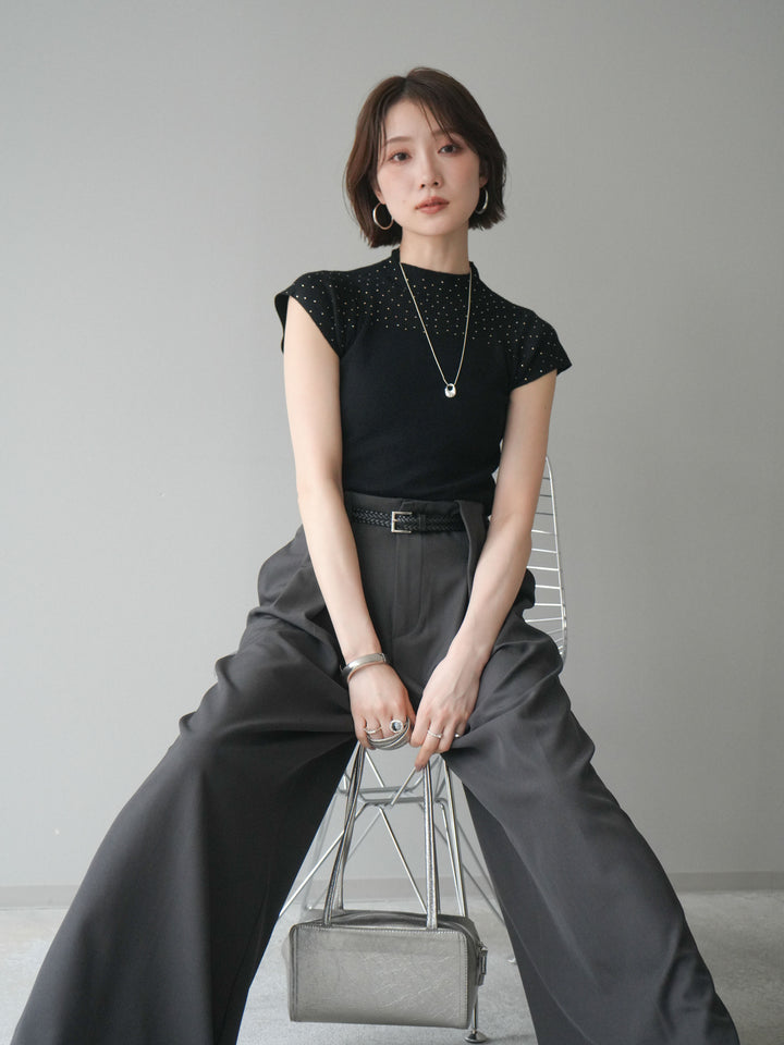 [SET]ビジューシアーフレンチニット+選べるアクセセット(2set)