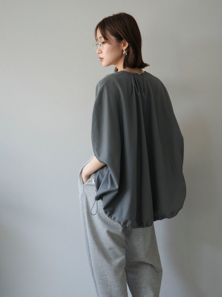 [予約]スリーブレスドロストZIPブルゾン/グレー