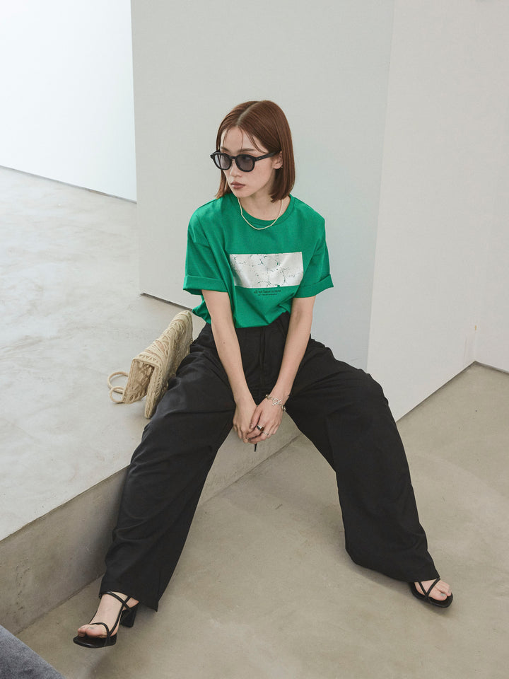 [予約]箔プリントドライタッチコットンTEE /グリーン