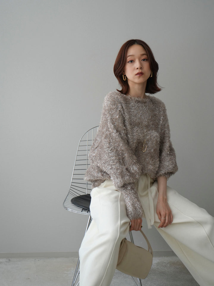 [予約]ラメシャギードルマンニットプルオーバー/beige