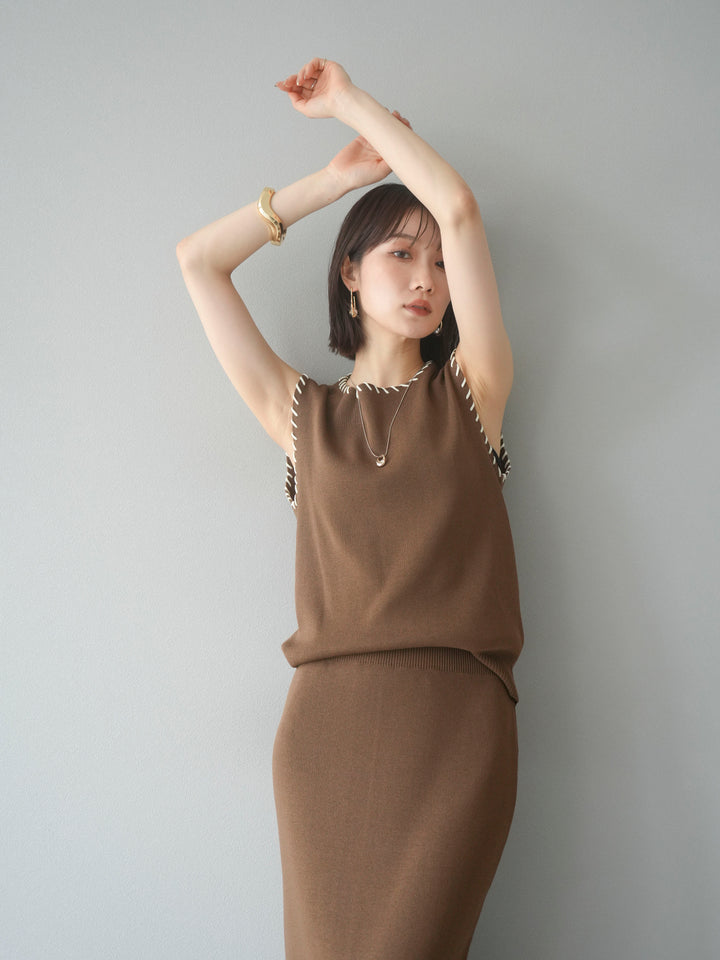 [SET] 亞麻手織套頭衫 + 亞麻手織緊身裙 (2 件套)