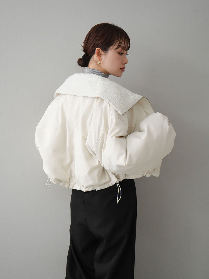 [預訂] 纖維羽絨領圍巾短上衣/象牙色
