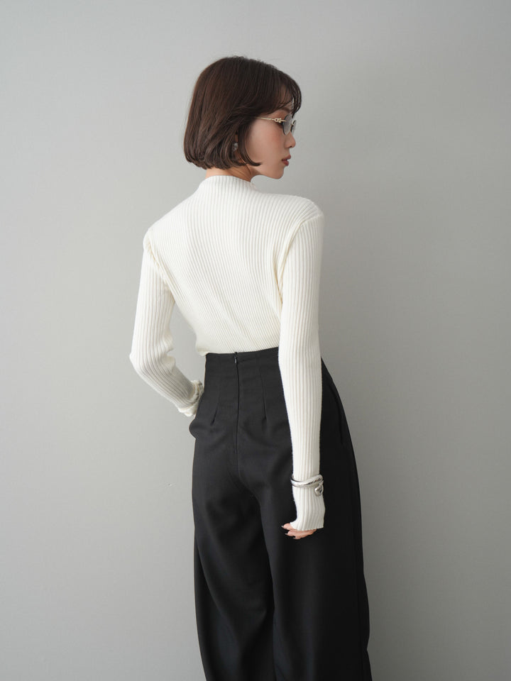 [予約]シアー切替スパンコールリブニットトップス/ivory