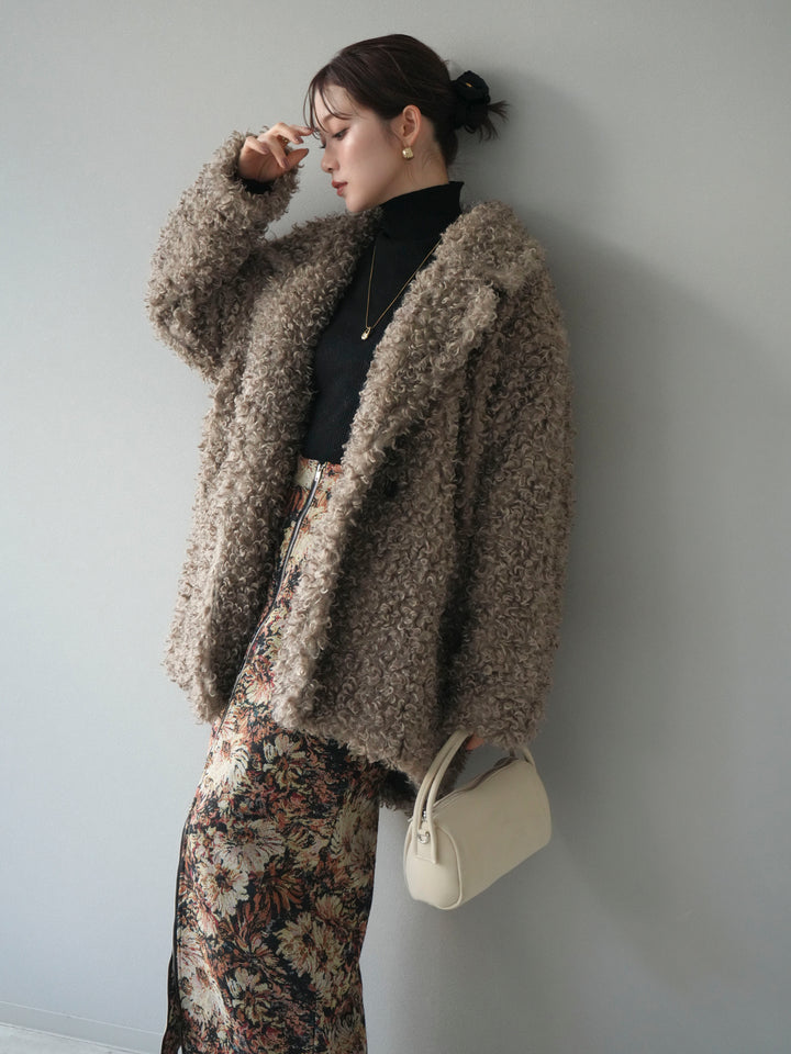 [予約]プードルファーダブルミドルコート/beige