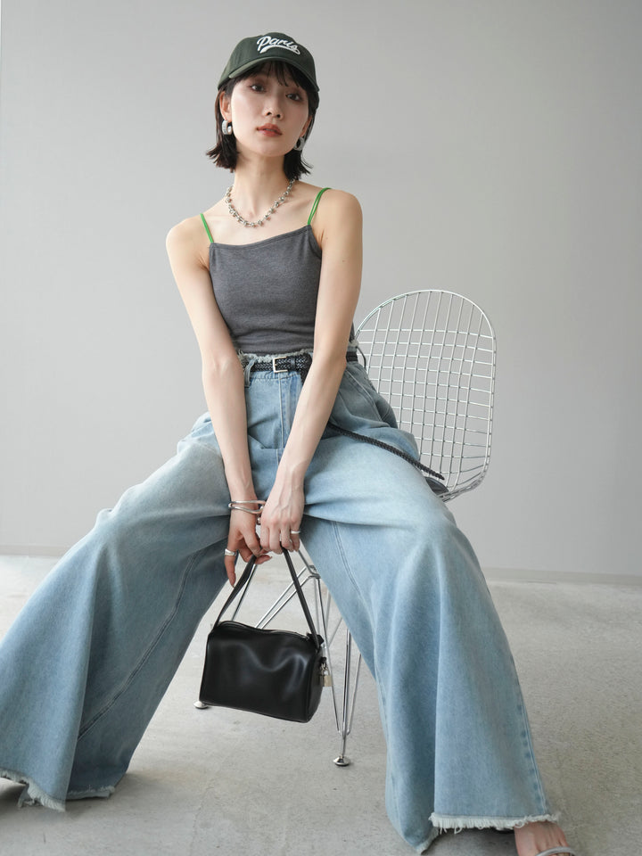 [予約]バイカラーストラップカップ付キャミソール/グレー