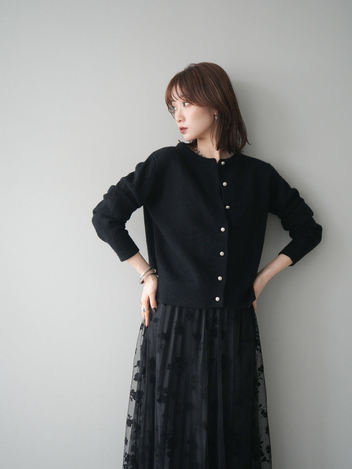 [SET]アンティークボタンニットカーディガン+選べるアクセセット(2set)