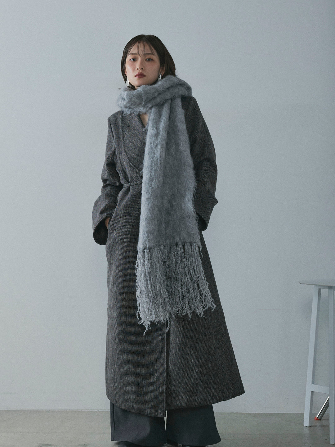 [予約]ブークレシャギーニットマフラー/ gray