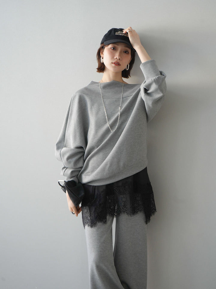 [予約]アシンメトリーオフショルポンチプルオーバー/gray