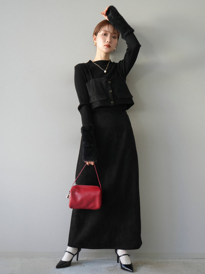 [予約]スウェードビスチェ/ブラック