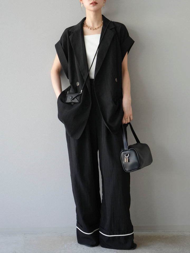 [SET]リネンライクノースリーブダブルジレ+リネンライクノースリーブダブルジレ(2set)