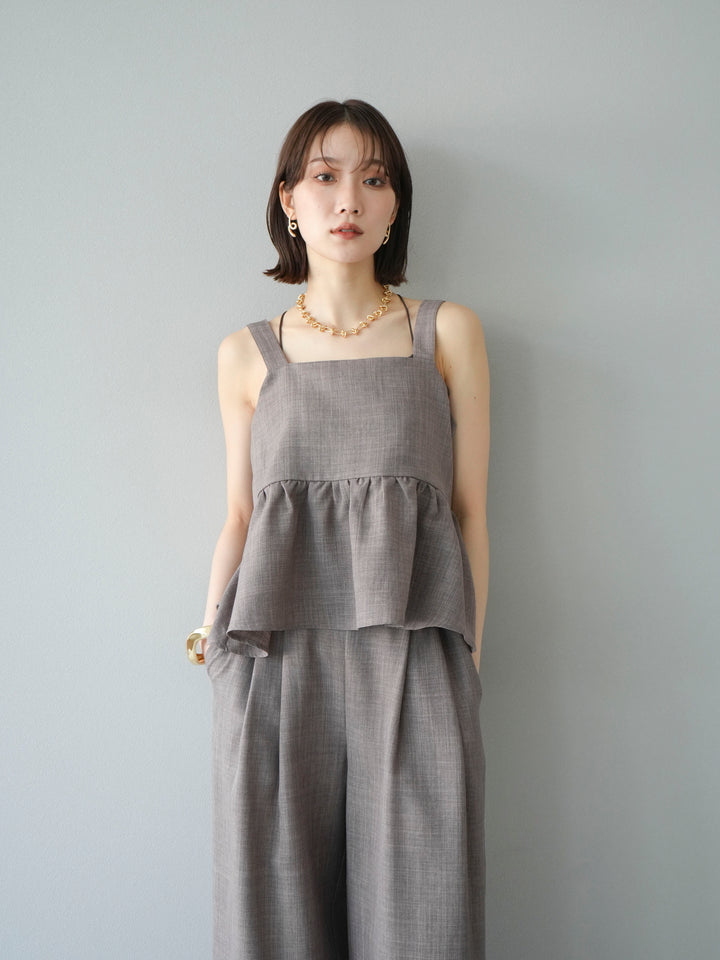 [SET]リネンライクビスチェ+リネンライクイージーワイドパンツ(2set)