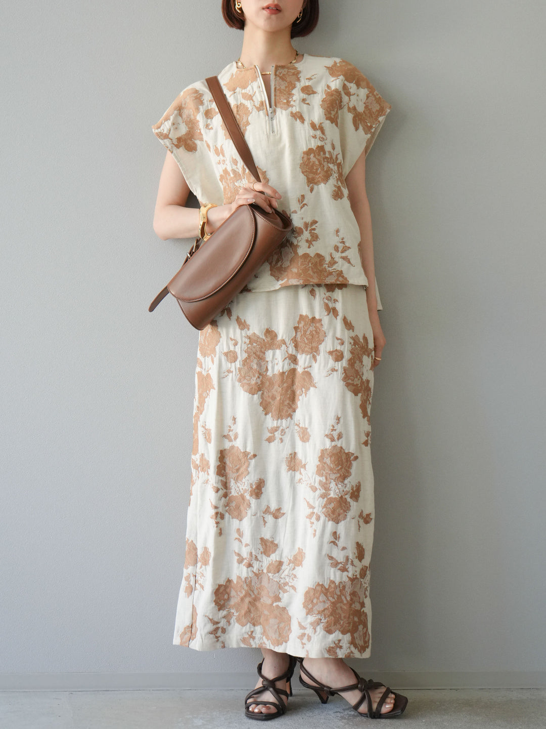 [予約]ジャガードIラインスカート/ベージュ