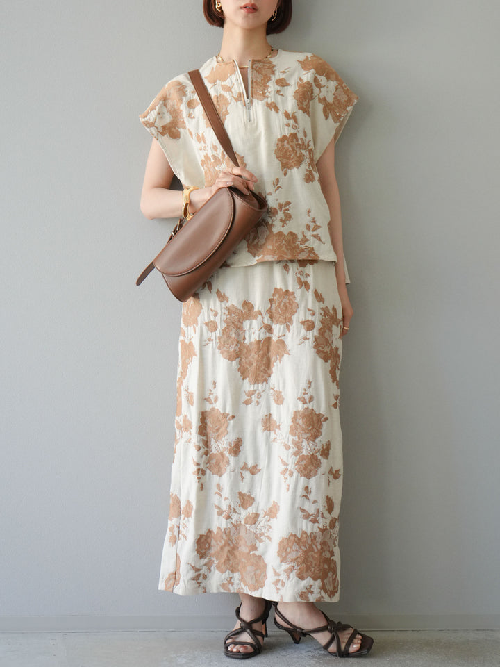 [予約]ジャガードIラインスカート/ベージュ