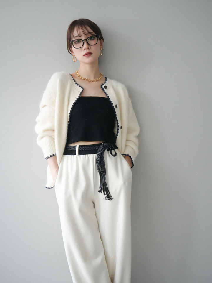 [SET]三角ステッチニットカーディガン+三角ステッチニットカーディガン(2set)