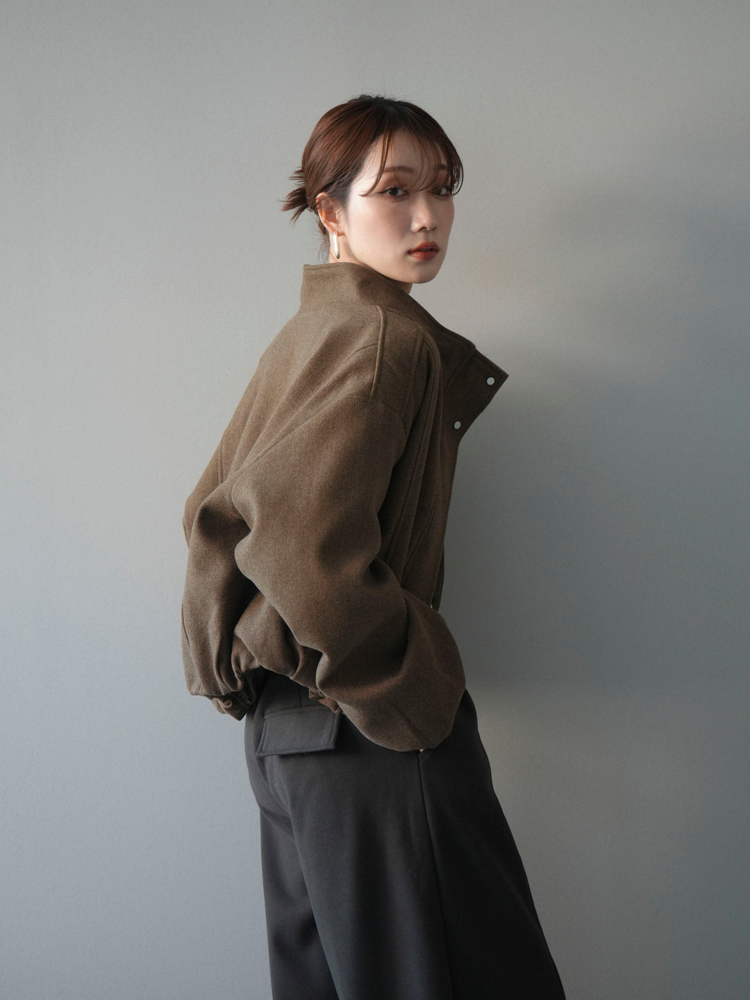 [予約]タックデザインジップブルゾン/brown