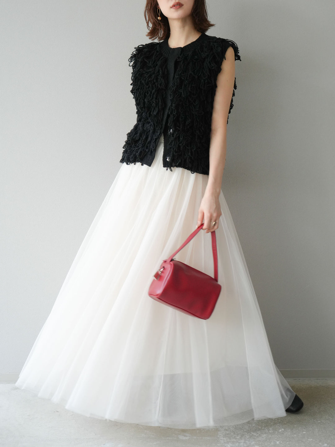 [予約]チュールボリュームスカート/アイボリー