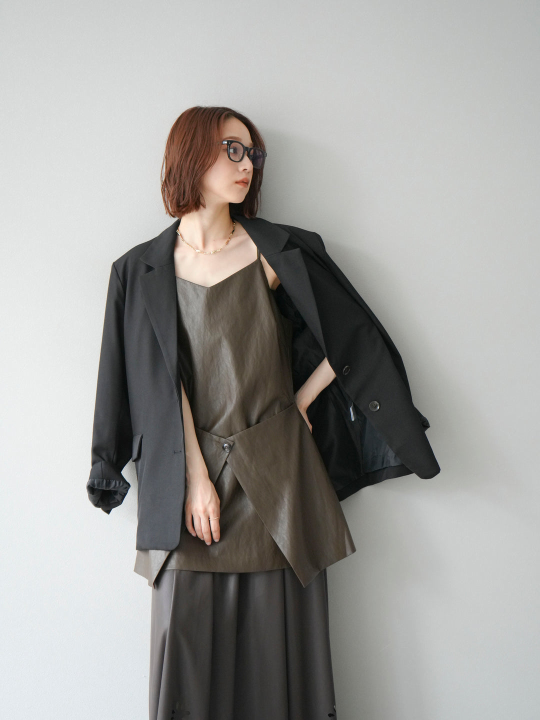 [予約]エステルオーバーテーラードジャケット/ブラック