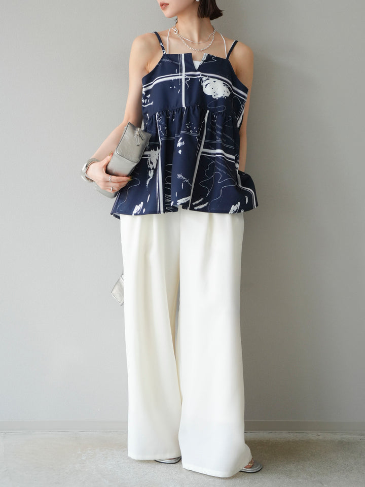 [予約]ペイント柄キャミソール/ネイビー