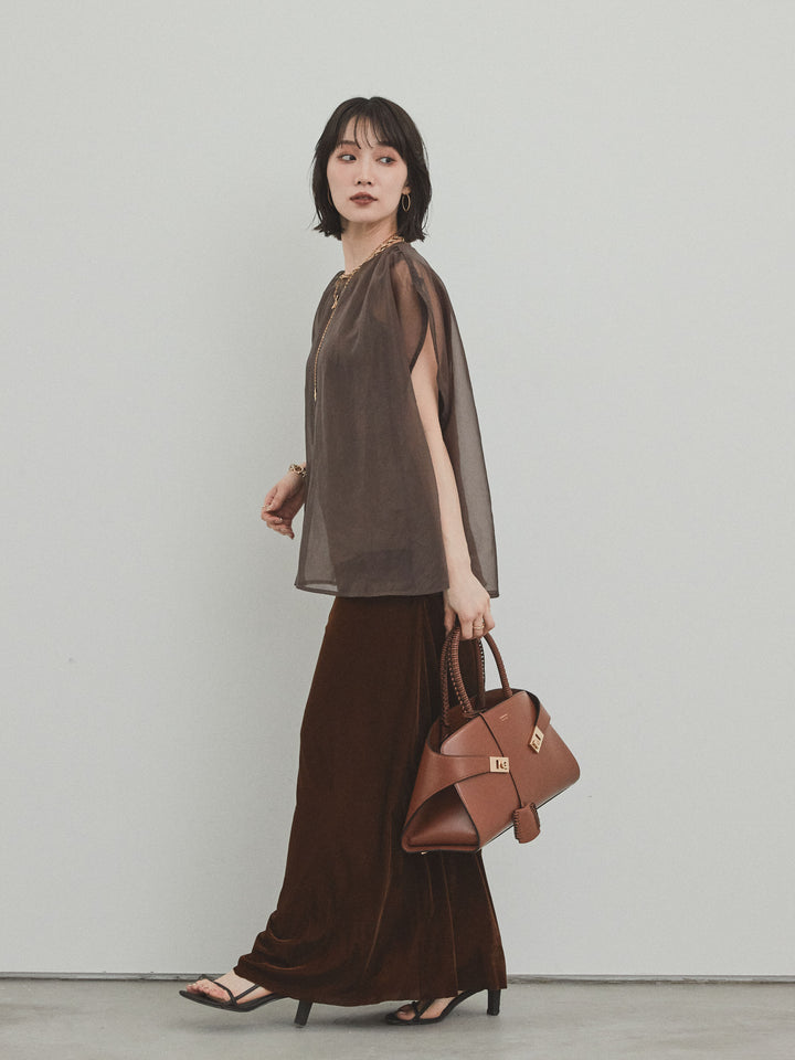 [予約]ベロアナロースカート/モカブラウン