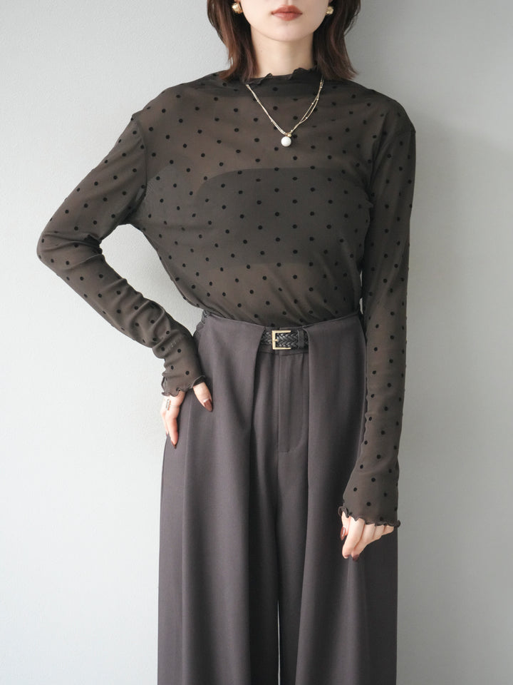 [予約]ドットシアートップス/brown