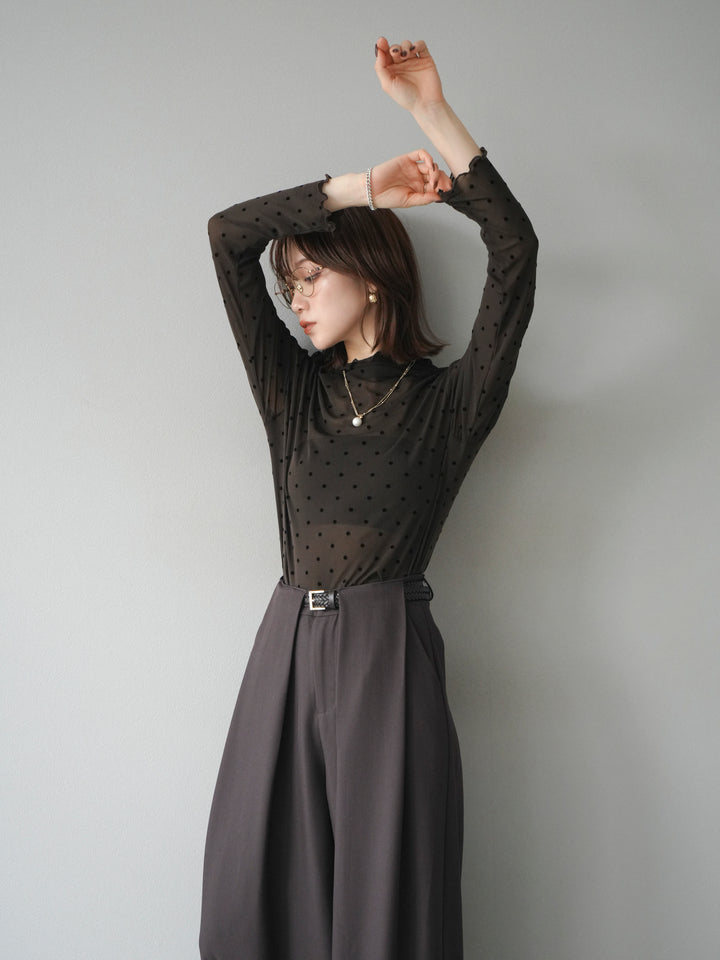 [予約]ドットシアートップス/brown