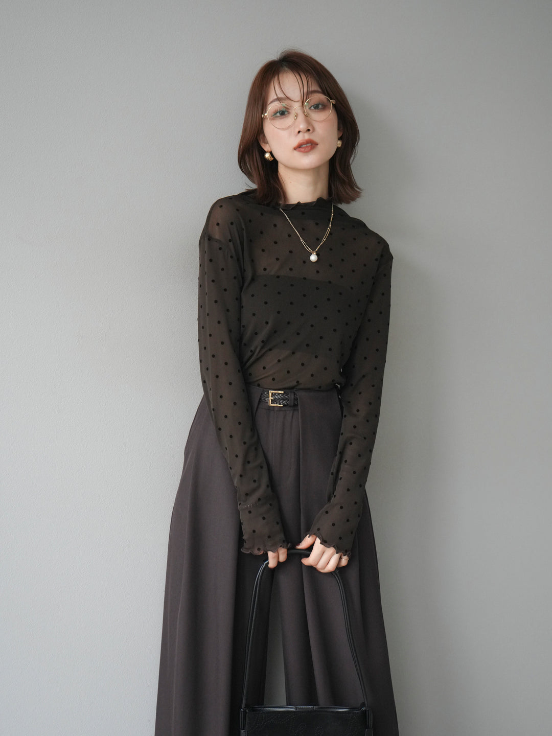 [予約]ドットシアートップス/brown