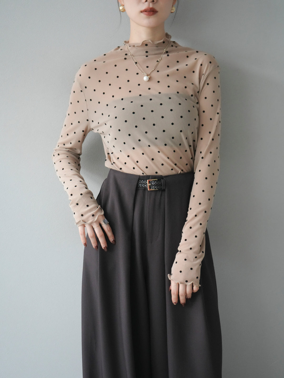 [予約]ドットシアートップス/beige